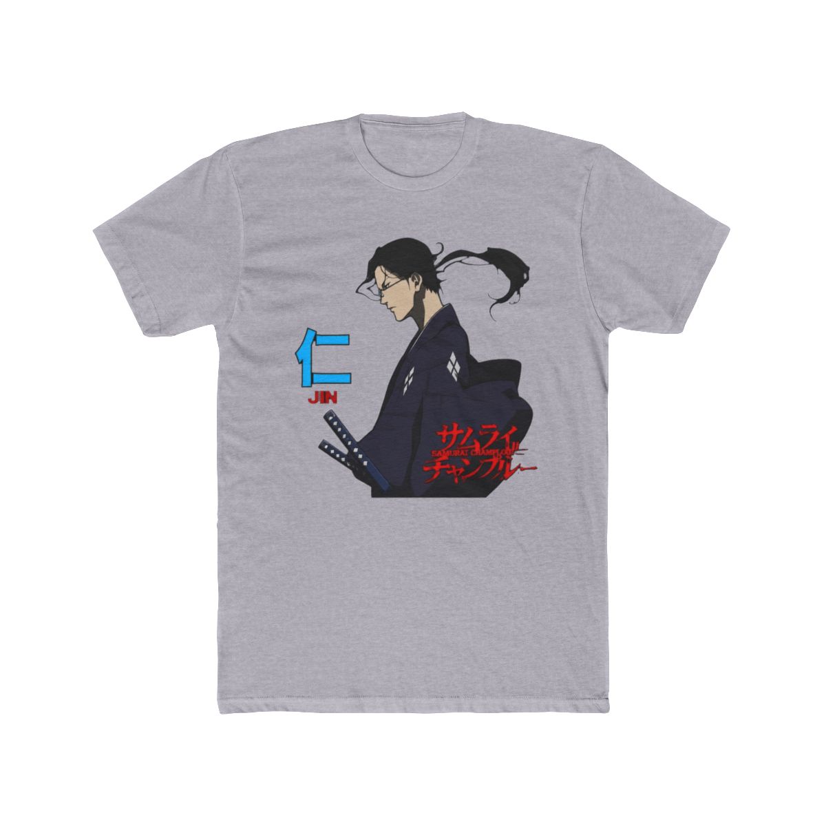 Samurai Champloo Jin, Kanji, Red Logo White T Shirt-Large