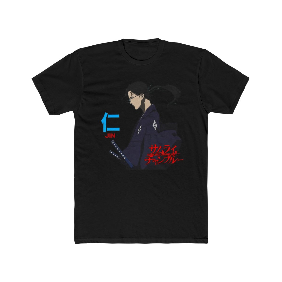 Samurai Champloo Jin, Kanji, Red Logo White T Shirt-Large - alternate angle 3, merchandise