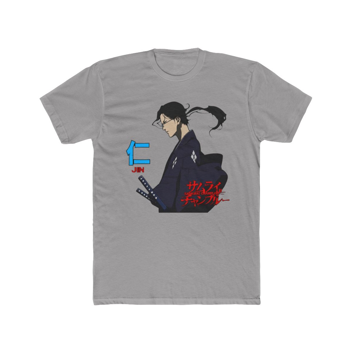 Samurai Champloo Jin, Kanji, Red Logo White T Shirt-Large