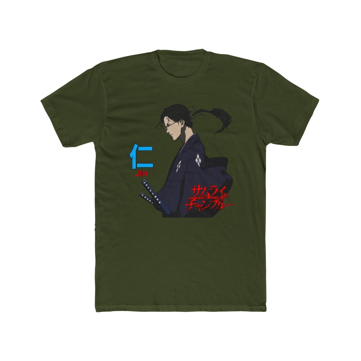 Samurai Champloo Jin, Kanji, Red Logo White T Shirt-Large - alternate angle 5, merchandise