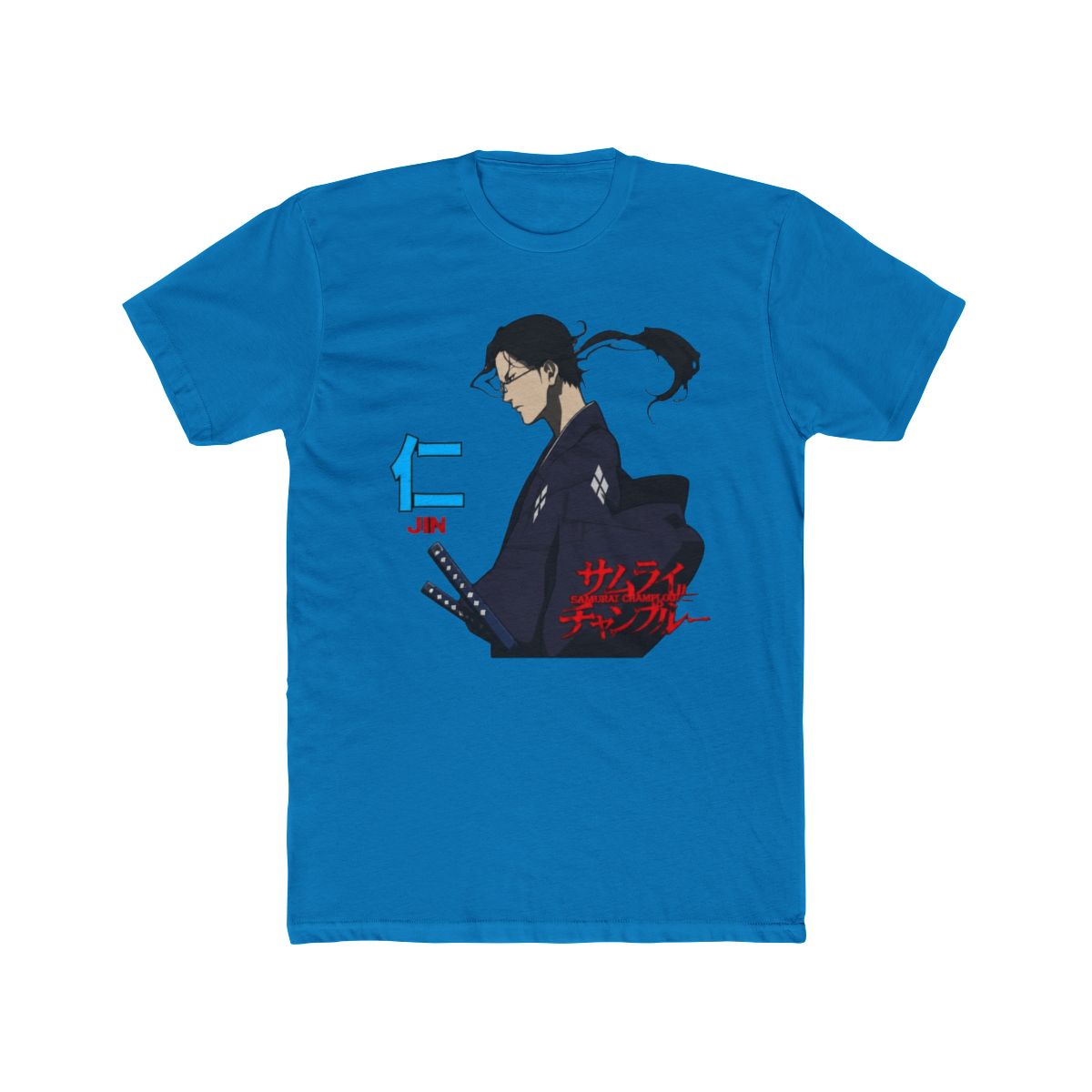 Samurai Champloo Jin, Kanji, Red Logo White T Shirt-Large